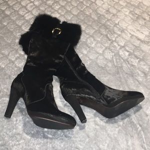 Cochin Genuine Fur & Leather Heeled Boots BNNB